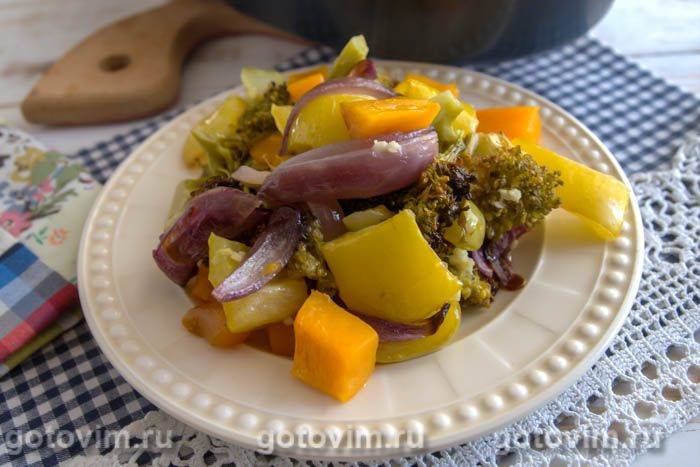 Броколі з гарбузом, запечені в духовці. Фотографія рецепта