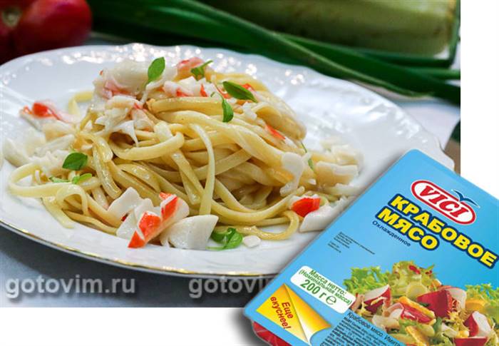 Макарони з крабовим м'ясом VIČI . Фотографія рецепта